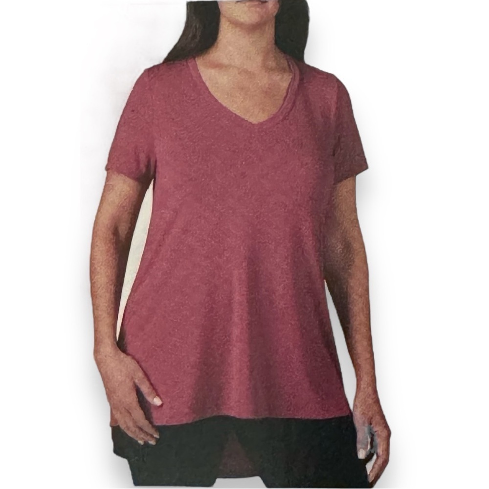 Members Mark Favorite Everyday Tee Wine S/S V-neck Shirt Top Size XXL NWOT